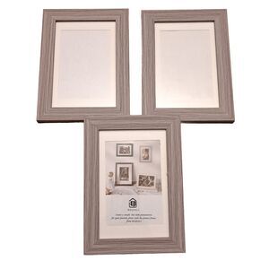 Baijiali Photo Frames Set Of 3 Wood Like Color Gray